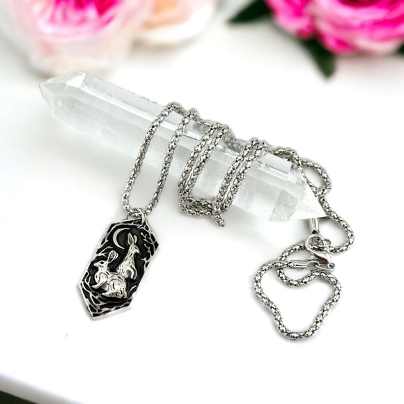 Silver Moon And The Hare Celtic Necklace - Picture 3 of 4